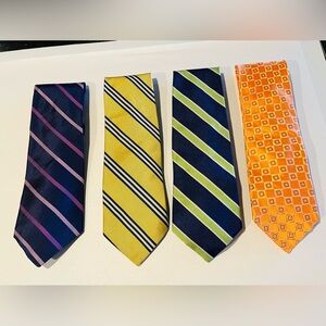 Men’s Lot Of 4 Ties/3 Brooks Brothers Makers/1-I K E Behar New York/ 100% Silk